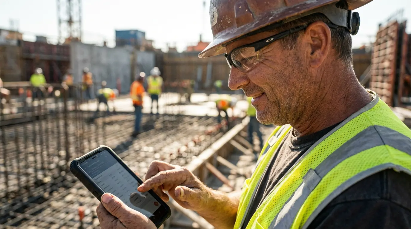 Supervisor reportando avance desde terreno
