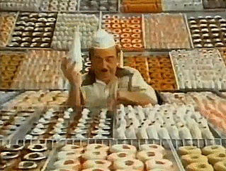 old 1980s Dunkin" Donuts commercial gif