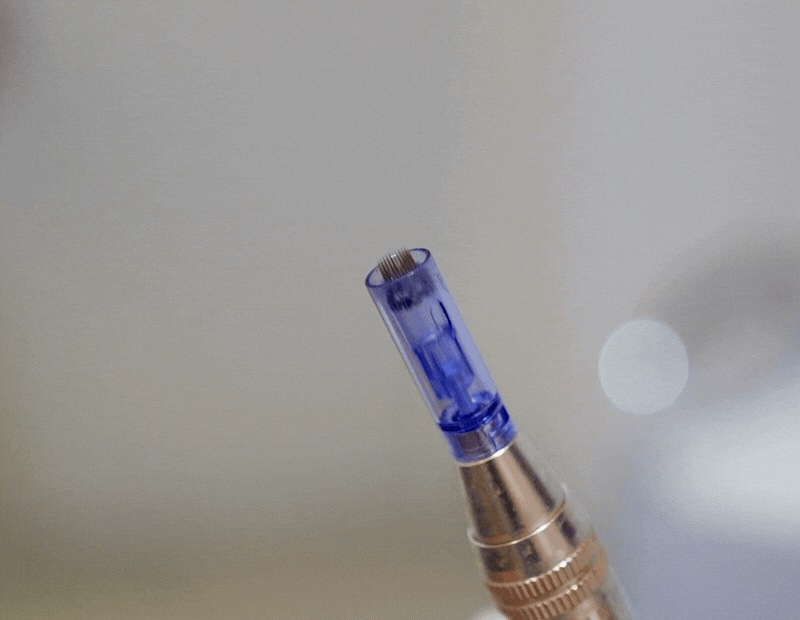 GIF of microneedling machine head in action