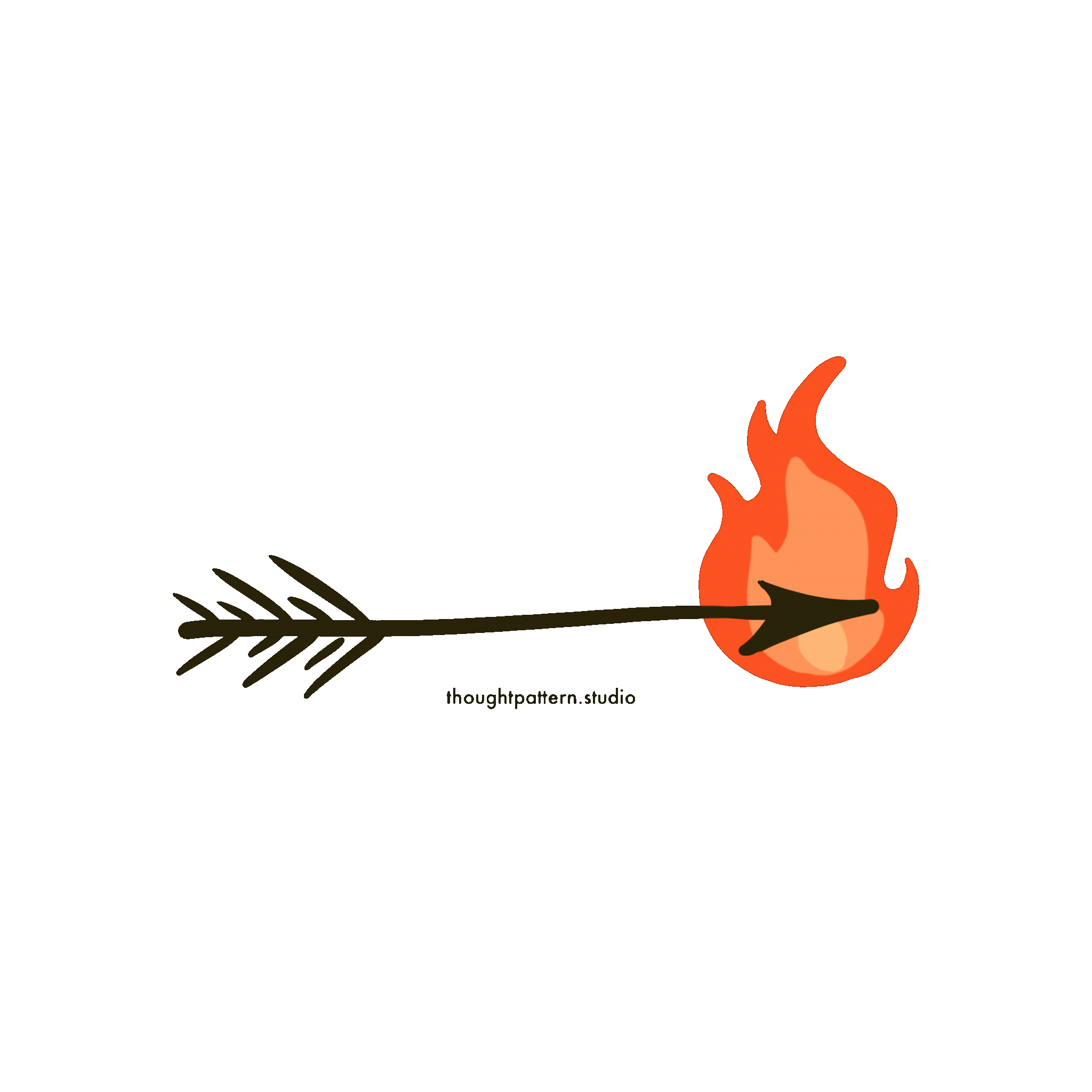 An animated flaming arrow