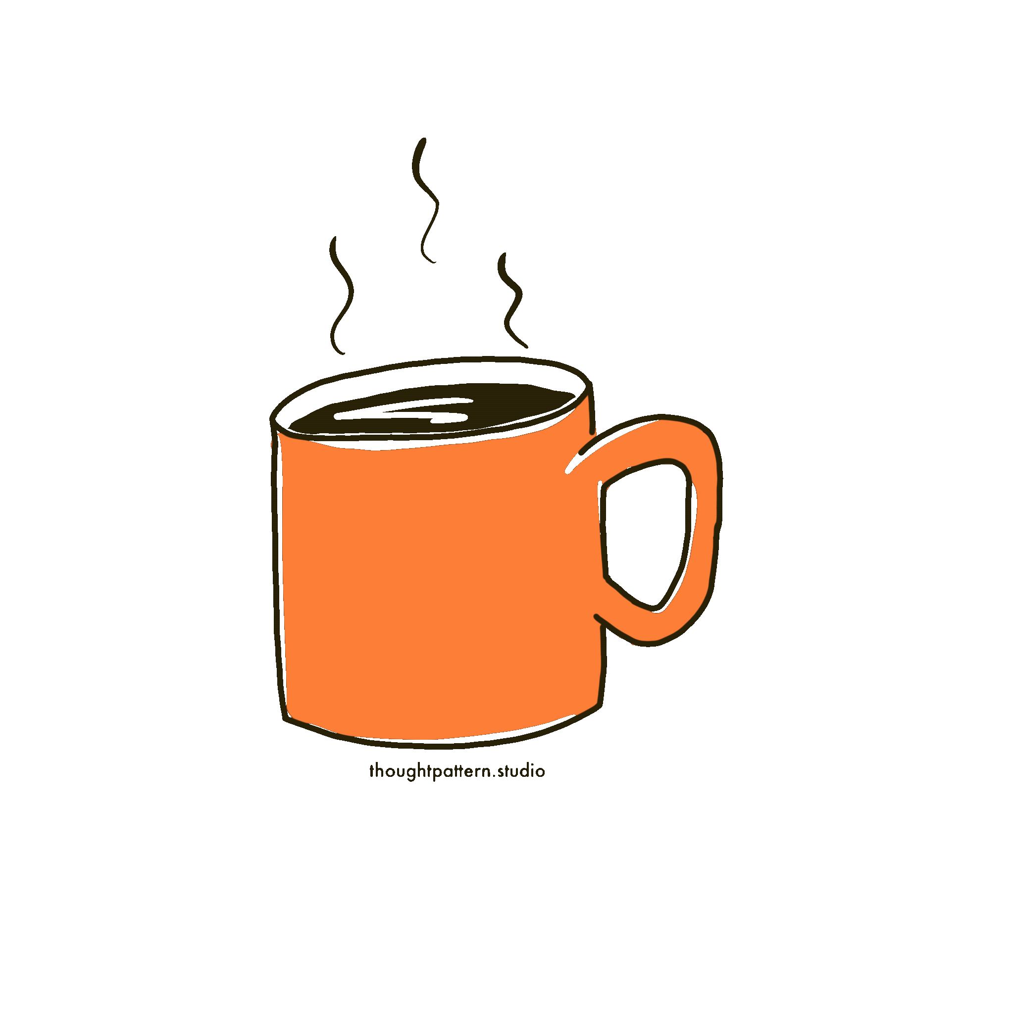 an orange cup of hot drink