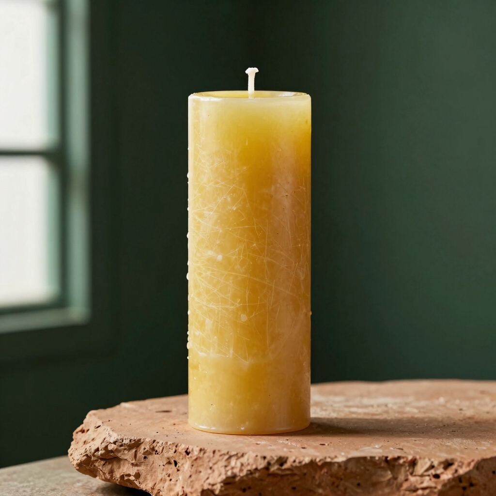 Hand-Poured Beeswax Pillar Candle