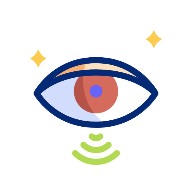 Icono vectorial plano de un ojo humano con ondas de señal