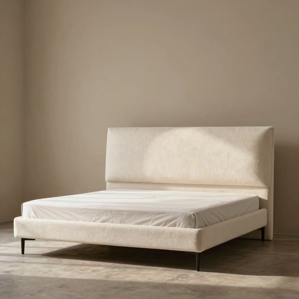 Cama King Size de Bouclé Neutral