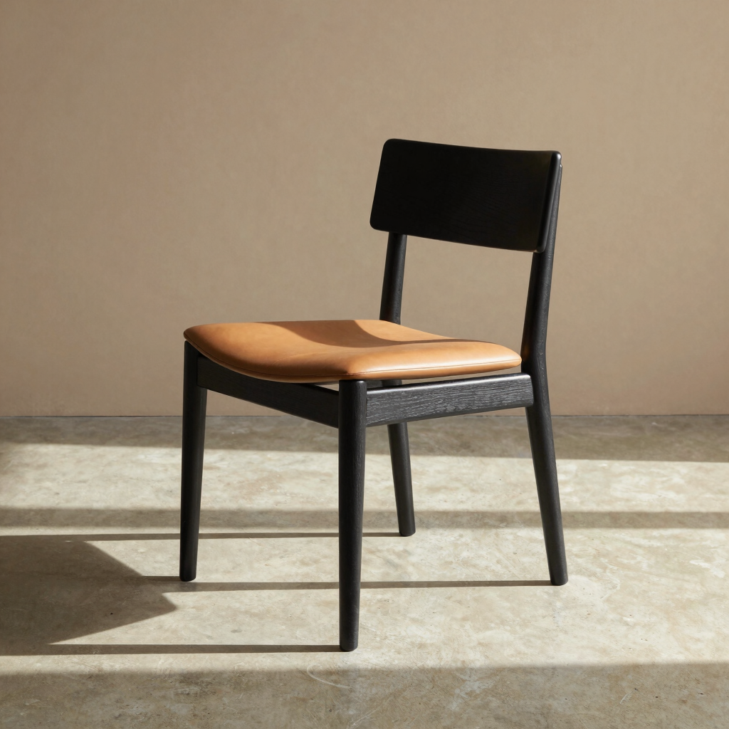 Silla de Comedor de Piel y Madera