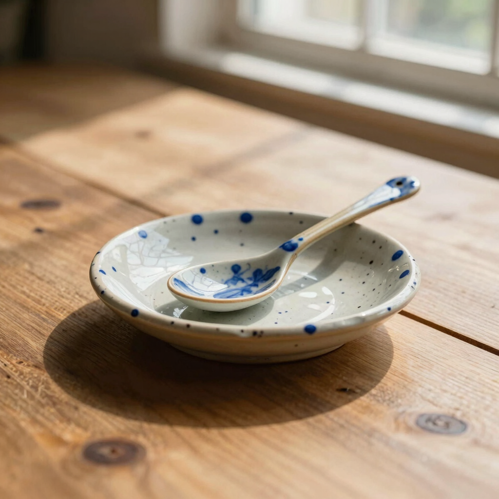 Chubby Spoon Rest in Cobalt Speckle