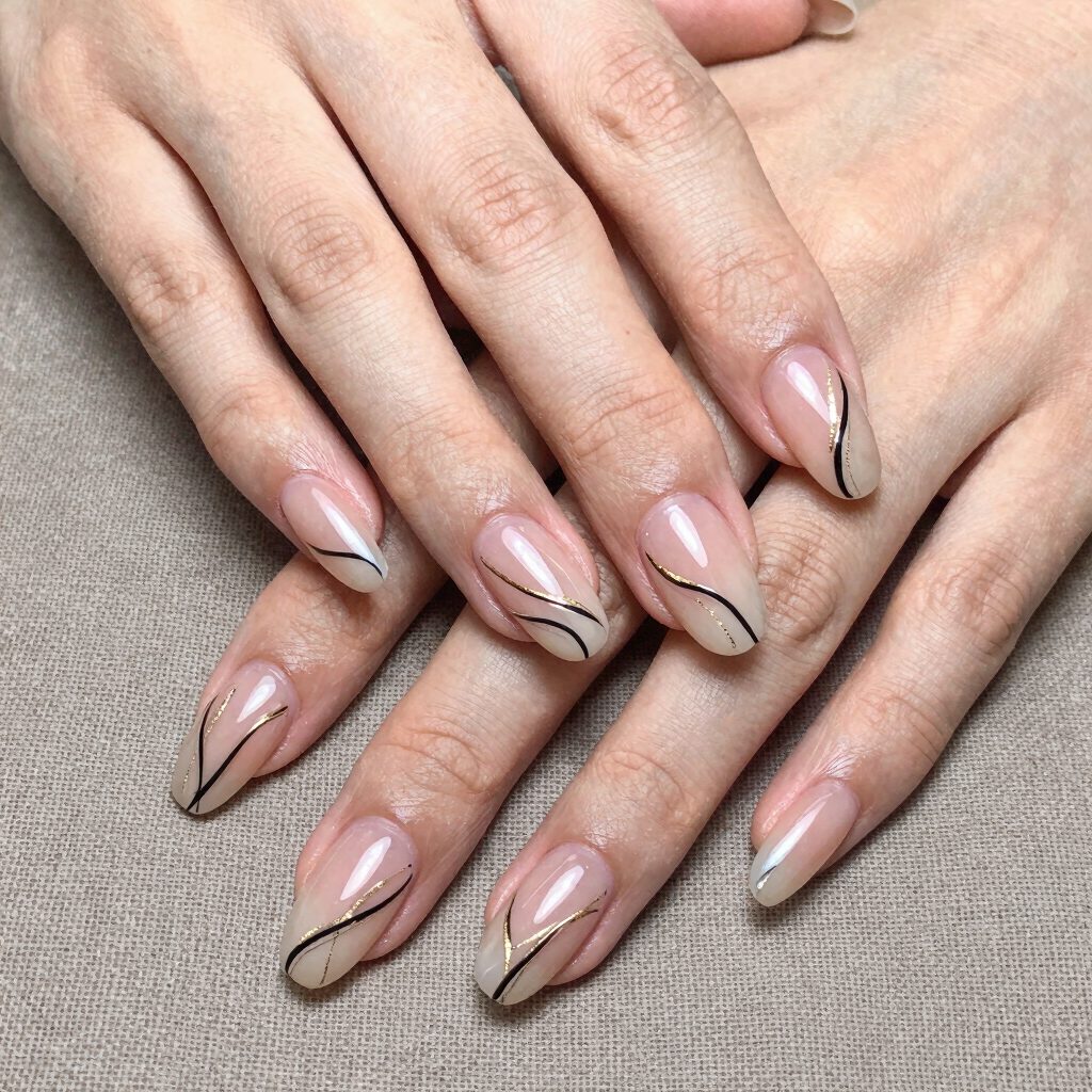 Minimalist Fine-Line Nail Art