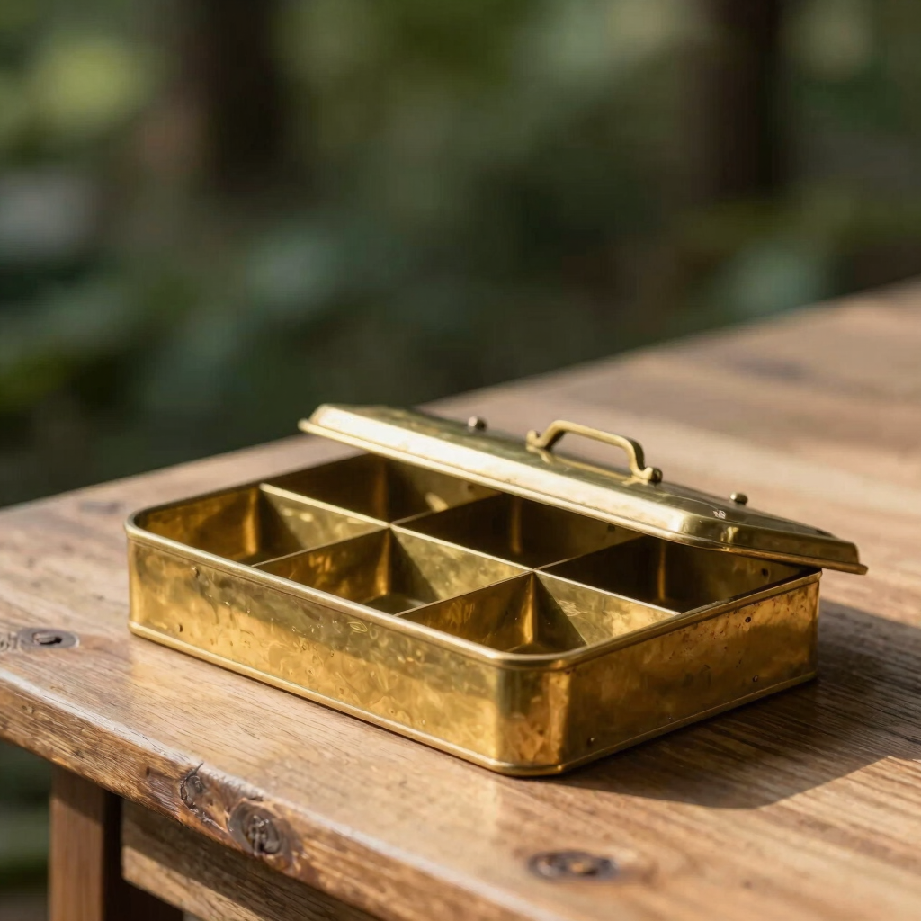 Brass Spice Box with Spoon
