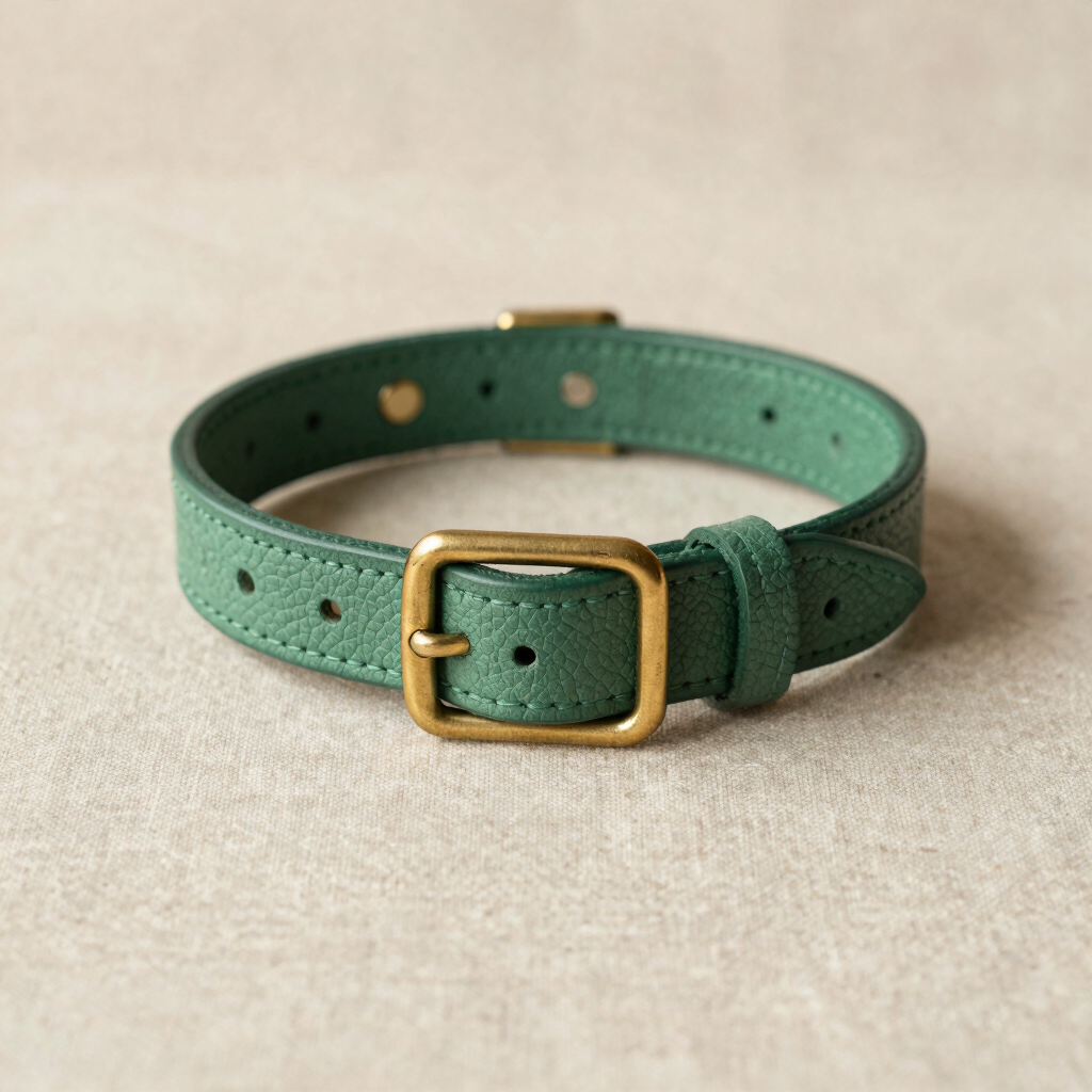 Sage Pebbled Leather Collar