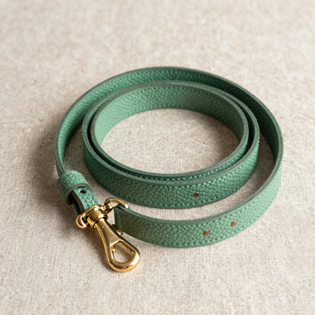 Sage Pebbled Leather Leash