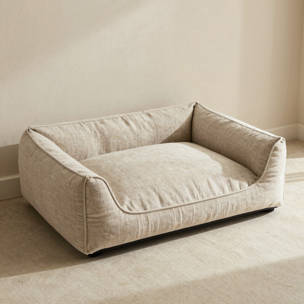 Linen Bolster Dog Bed