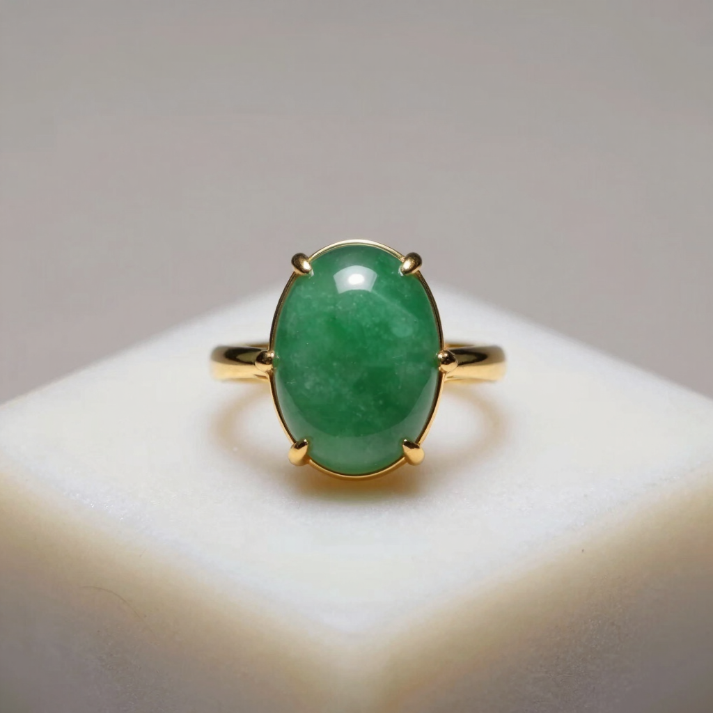 Imperial Jade Gold Solitaire Ring