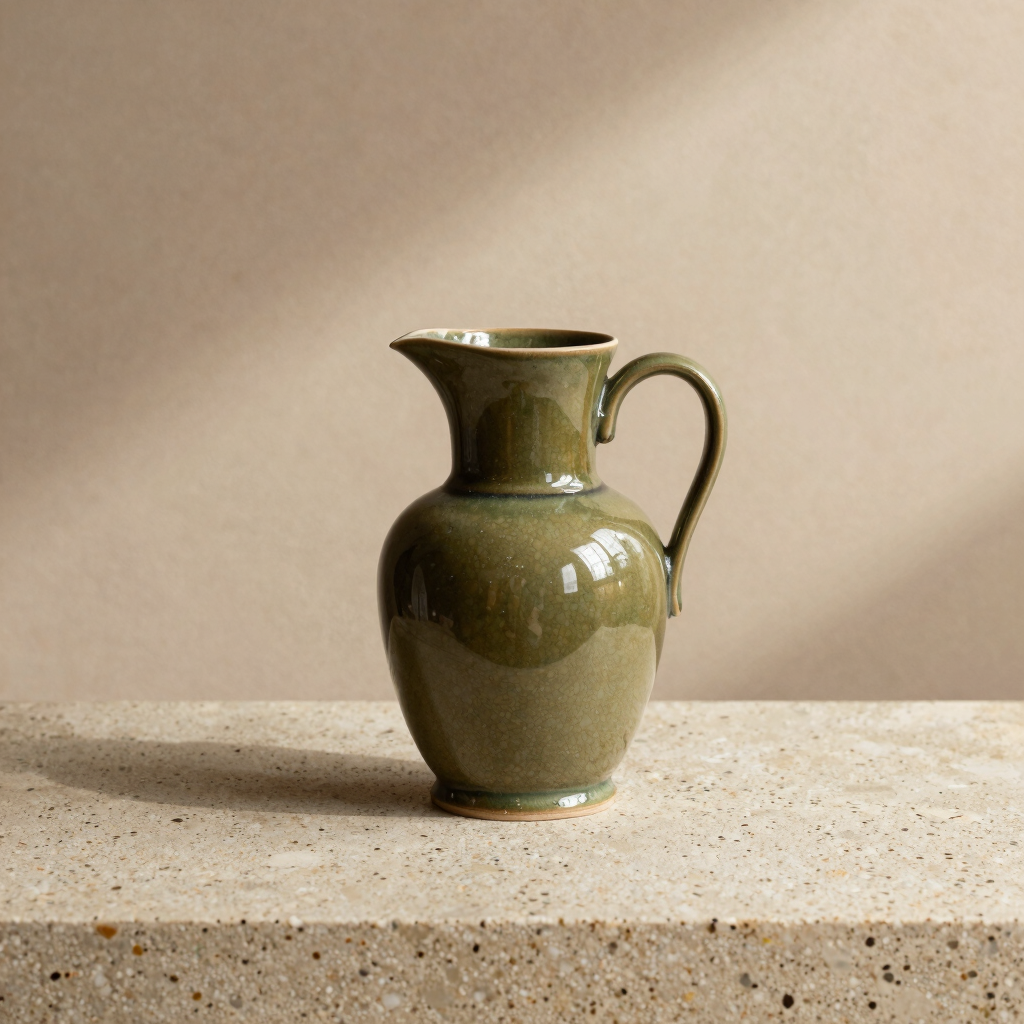 Olive Glazed Ceramic Pitcher