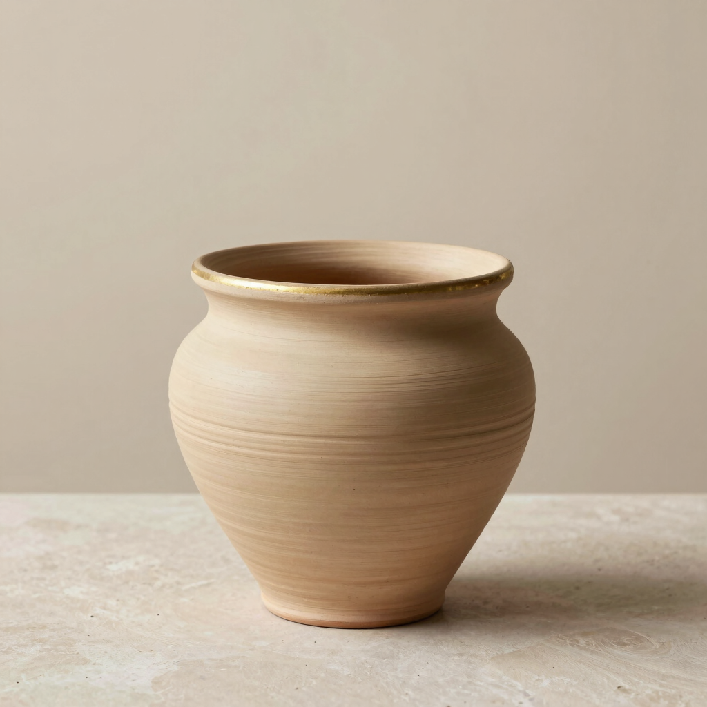 Hand-Thrown Ribbed Terracotta Orchid Pot