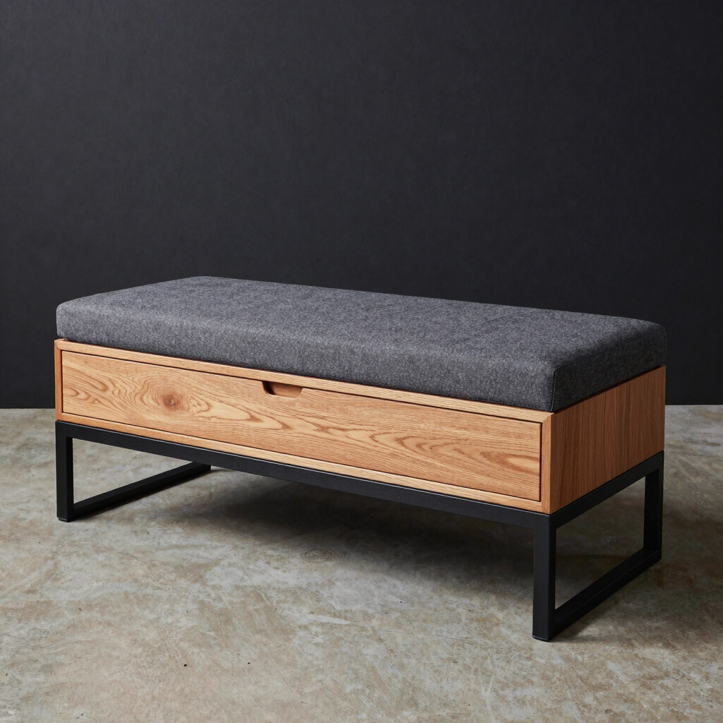 Block Cushioned Storage Bench
