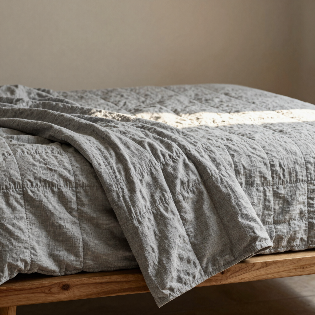 Gravel Linen Quilted Coverlet