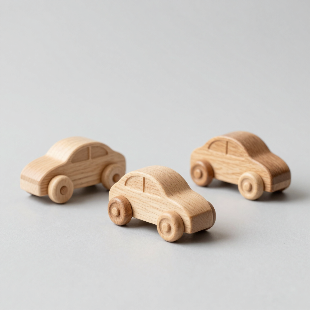 Minimalist Beechwood Toy Car Set