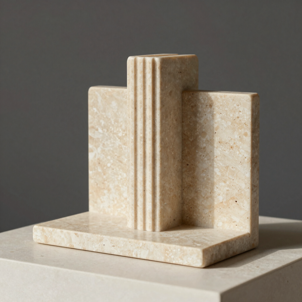 Monolithic Travertine Fluted Bookends
