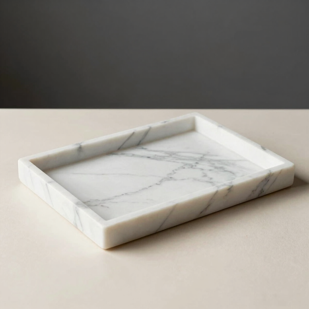 Carved Statuario Marble Valet Tray