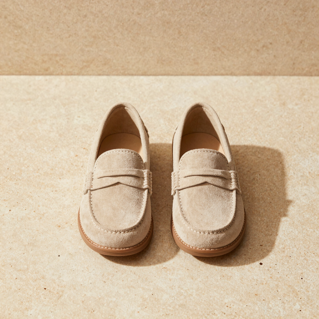 Mocassins en Cuir Suédé Beige