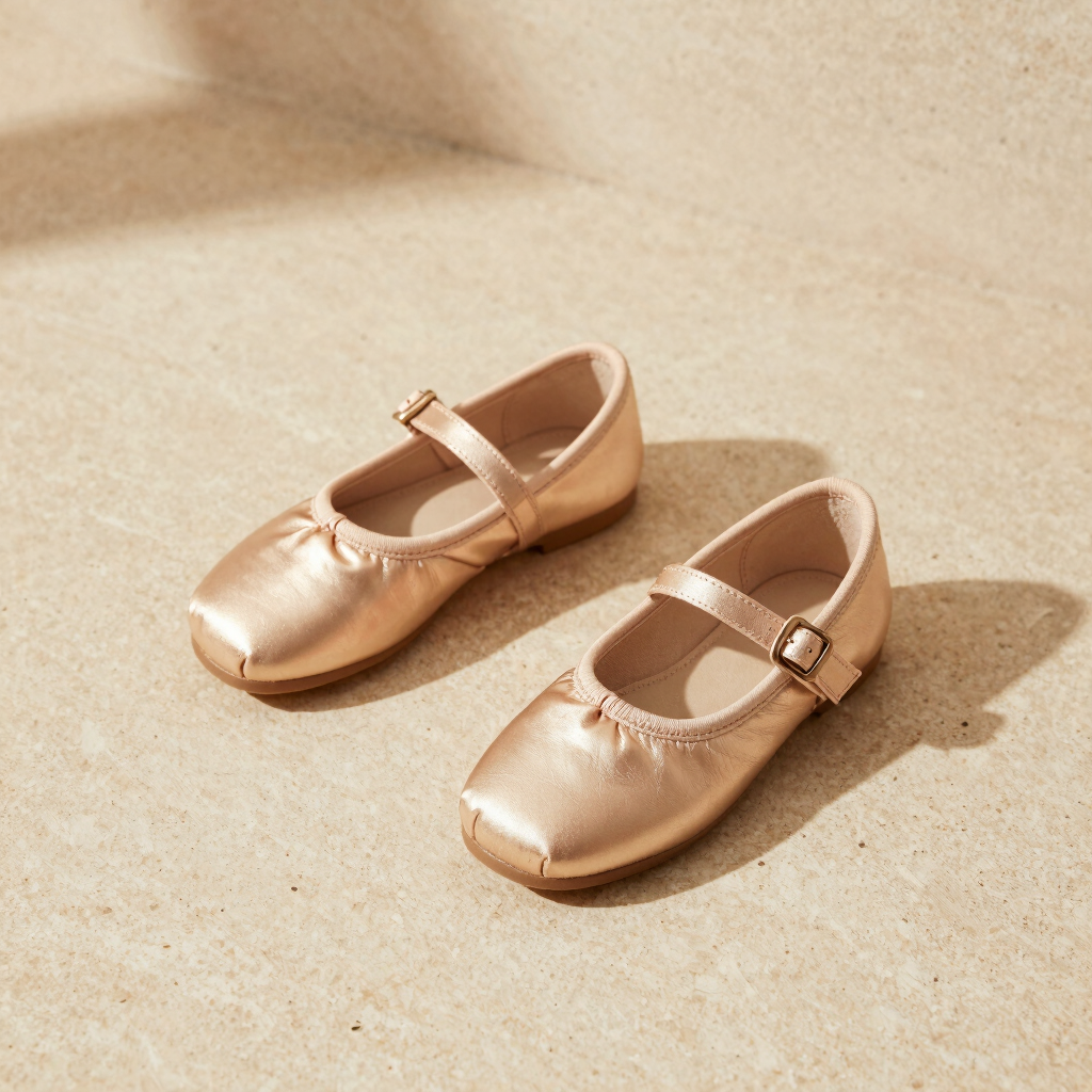 Ballerines Dorées en Cuir Souple