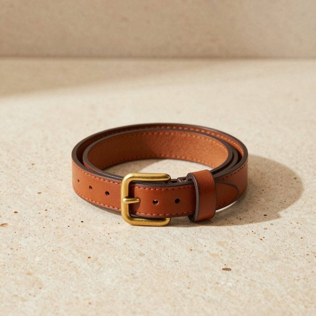 Ceinture en Cuir Tressé Cognac