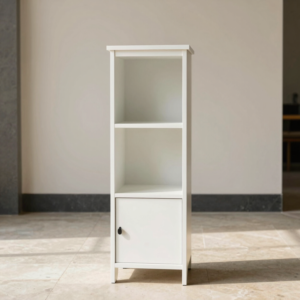 Petite White Oak Linen Tower