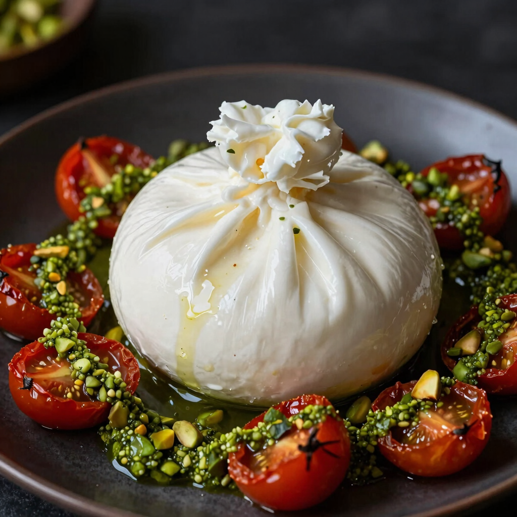 Burrata Crujiente con Pesto de Pistacho