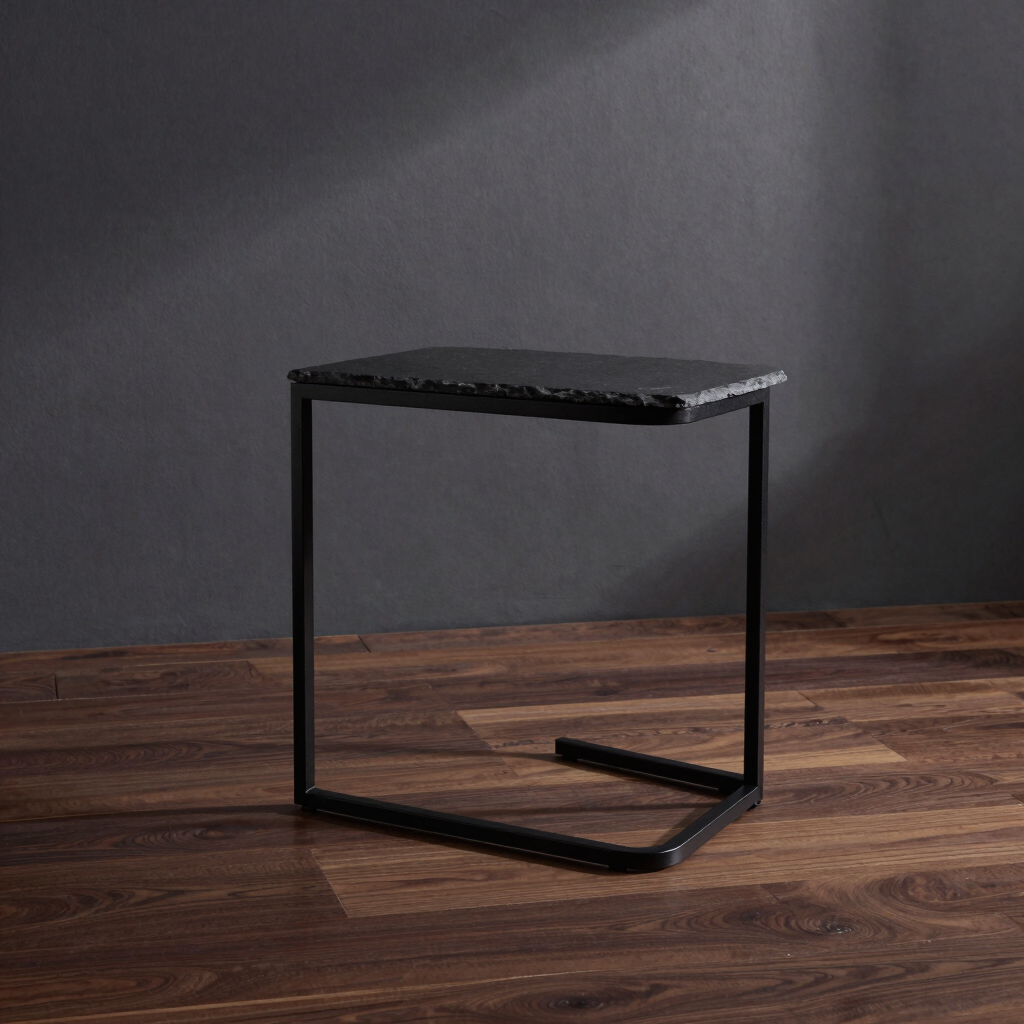 Honed Slate C-Shaped Table
