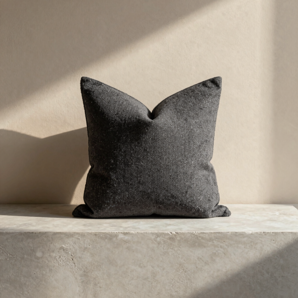 Charcoal Bouclé Accent Pillow