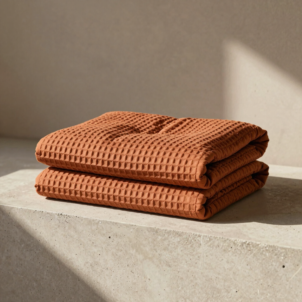 Terracotta Organic Waffle Quilt