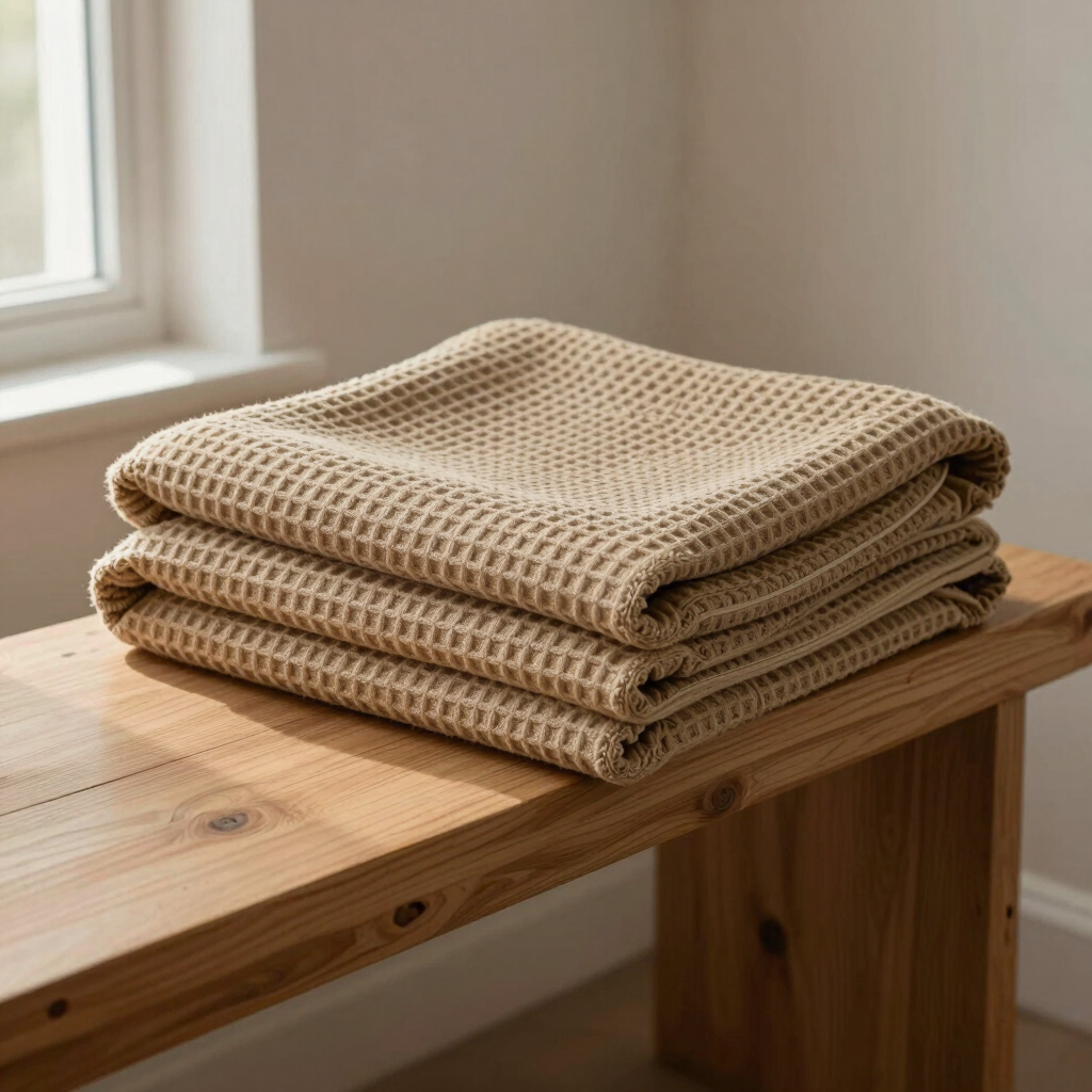 Waffle Knit Cotton Throw Blanket