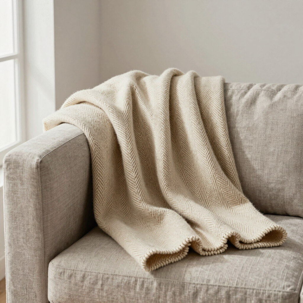 Herringbone Merino Sofa Blanket