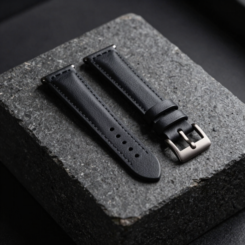 Nomad Obsidian Leather Strap