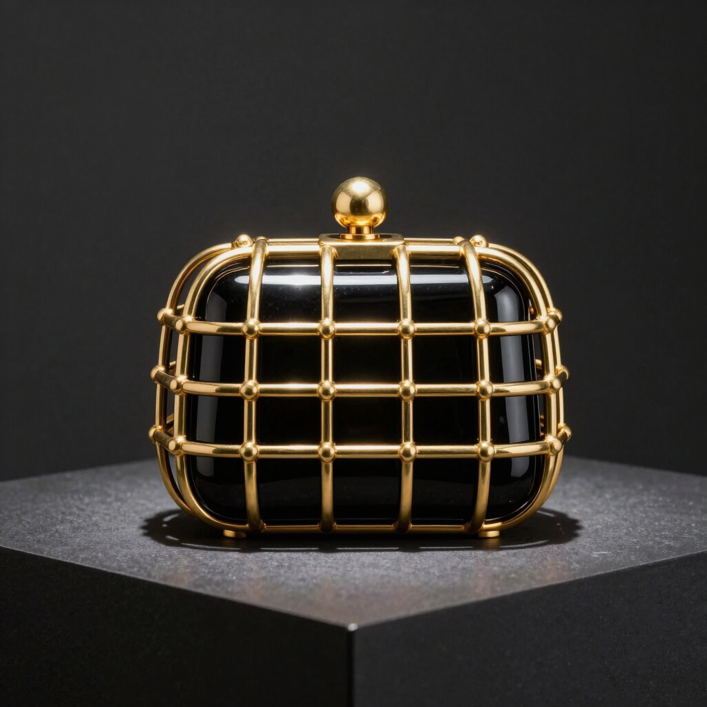 Midnight Lustre Gold Clutch