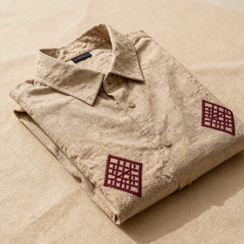 Geometric Motif Embroidered Shirt