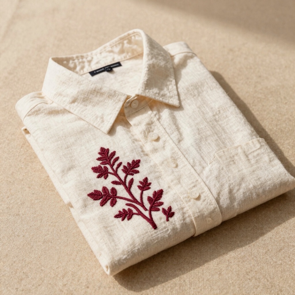 Botanical Stem Embroidered Shirt