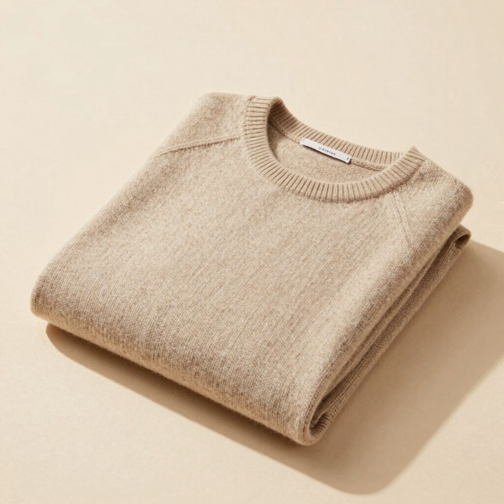 Oatmeal Cashmere Crewneck Sweater