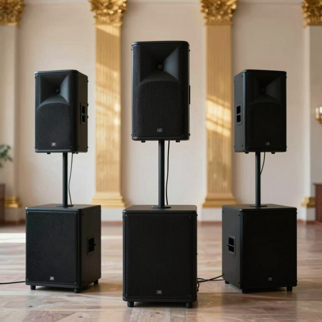 Premium Sound & Gold Uplighting Setup