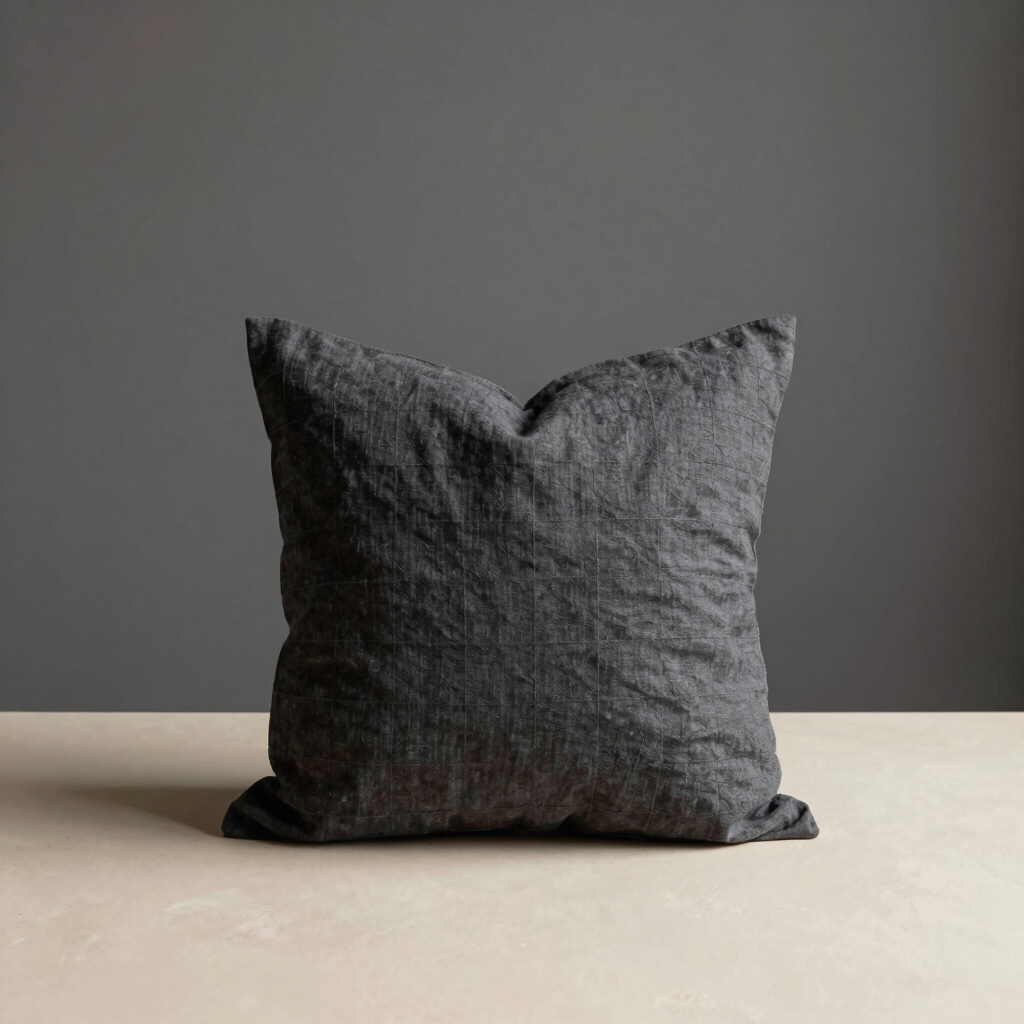 Charcoal Linen Grid Cushion
