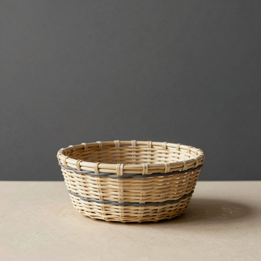 Cream and Charcoal Woven Basket