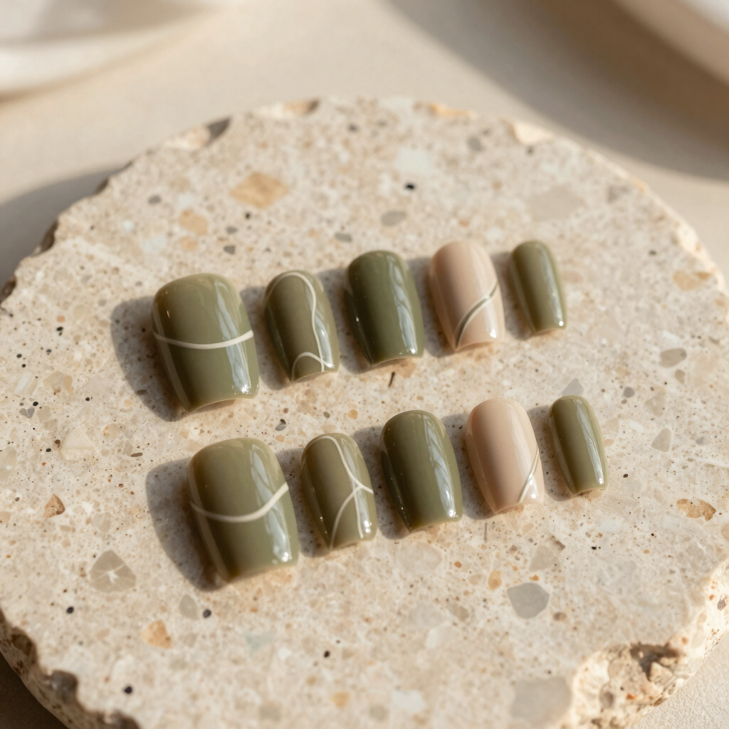 Mediterranean Olive Press-On Set
