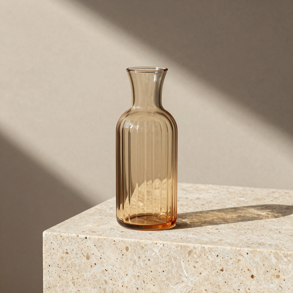 Ribbed Amber Glass Carafe