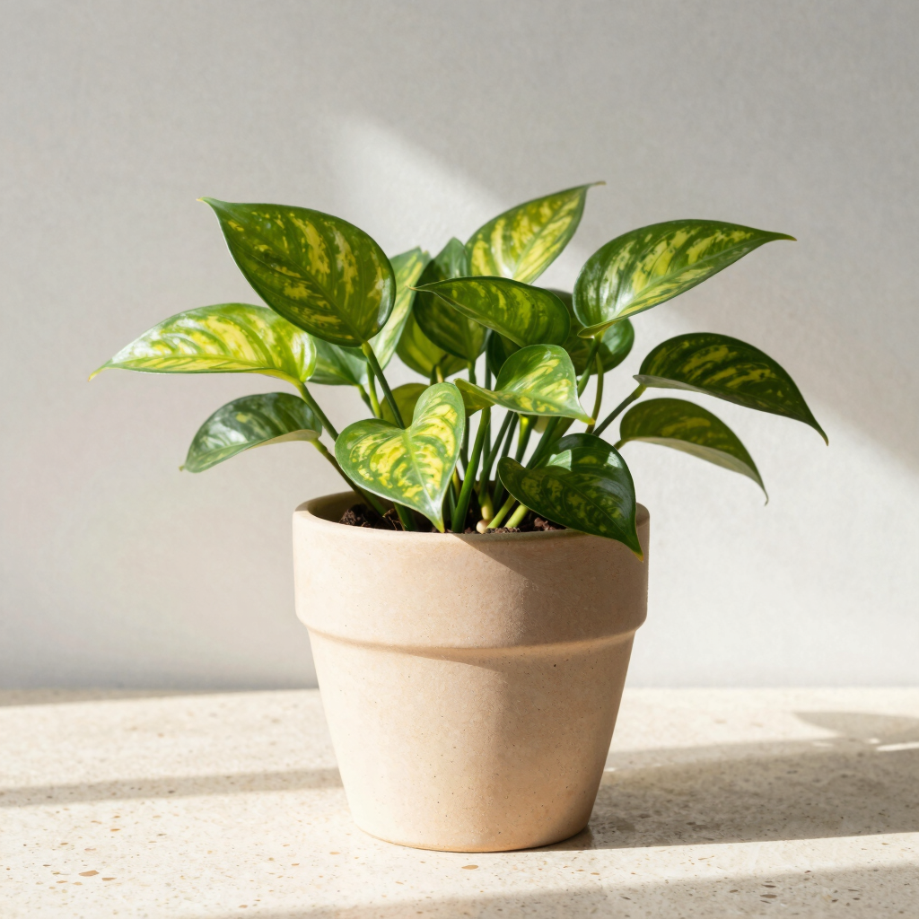 Golden Pothos & Sandstone Pot