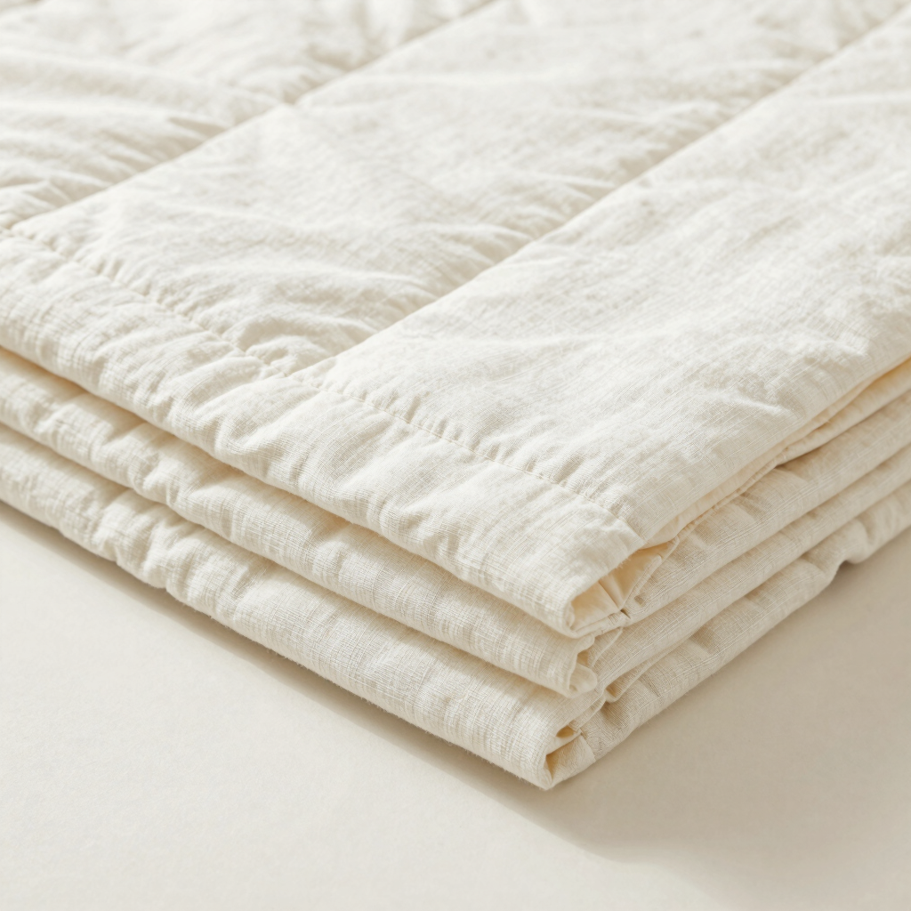 Bone White Grid Bed Quilt