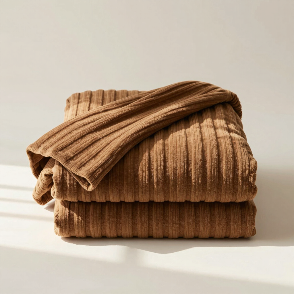 Earthy Rye Ribbed Sofa Blanket