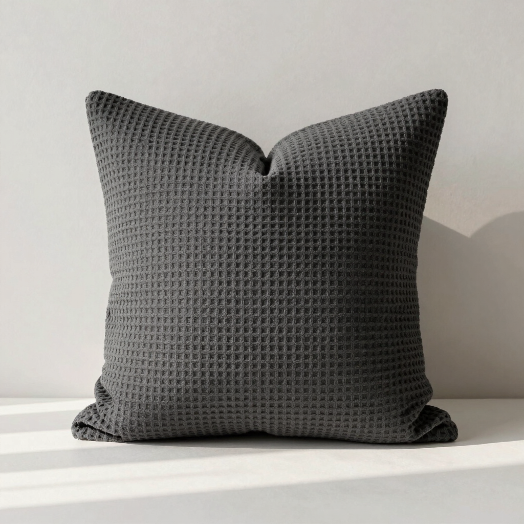 Charcoal Waffle Knit Decor Pillow