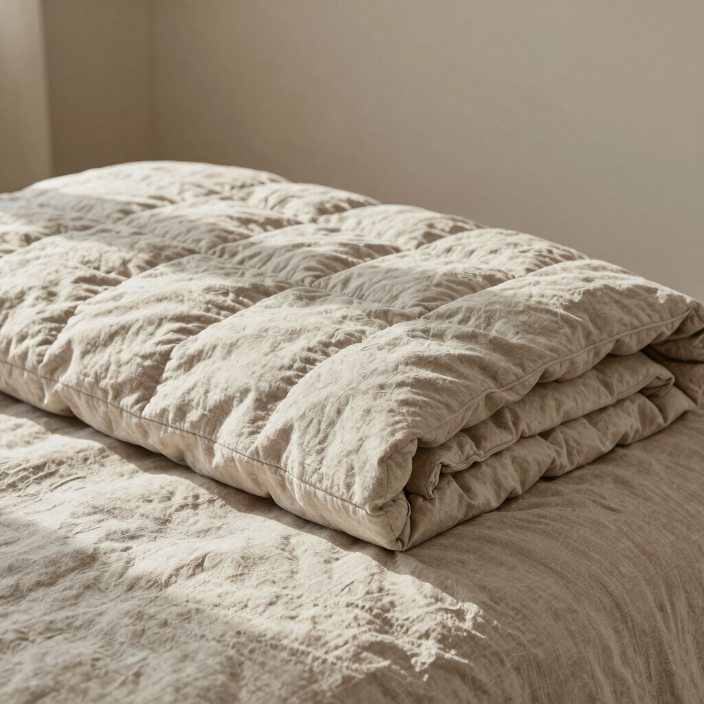 Laid Stitch Oatmeal Bed Quilt