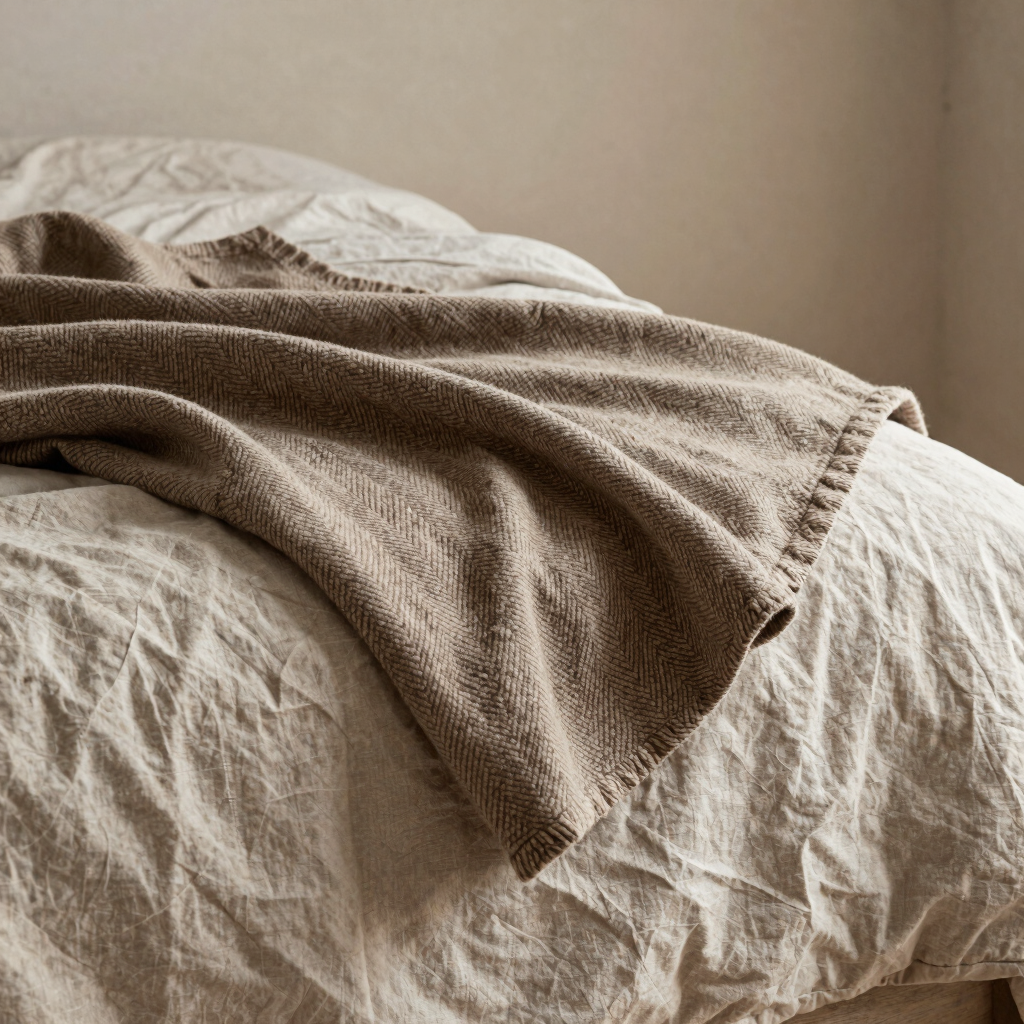 Earthy Umber Herringbone Throw