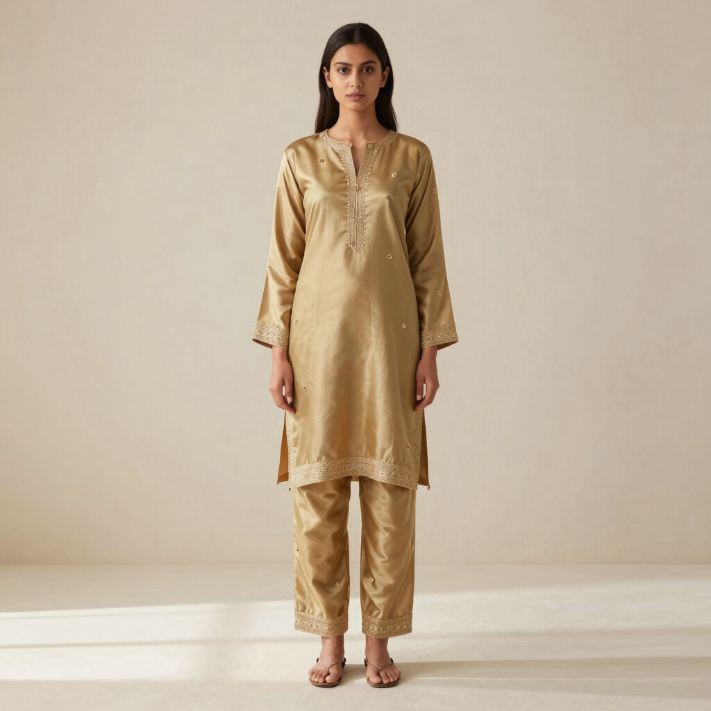 Soraya Muted Gold Silk Set